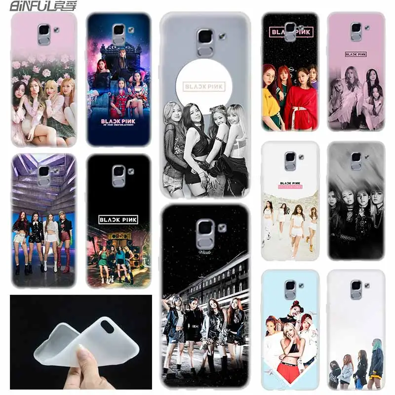 

case Soft Cover TPU Coque For Samsung Galaxy J6 J8 J3 J5 J7 J4 2015 2016 2017 EU 2018 Prime Pro BLACK PINK kpop BLACKPINK