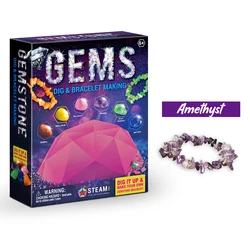 Gem dig kit desenterrar pedras preciosas ótimo kit ciência ametista quartzo aventurine lapis lazuli rochas minerais para crianças brinquedos de escavação