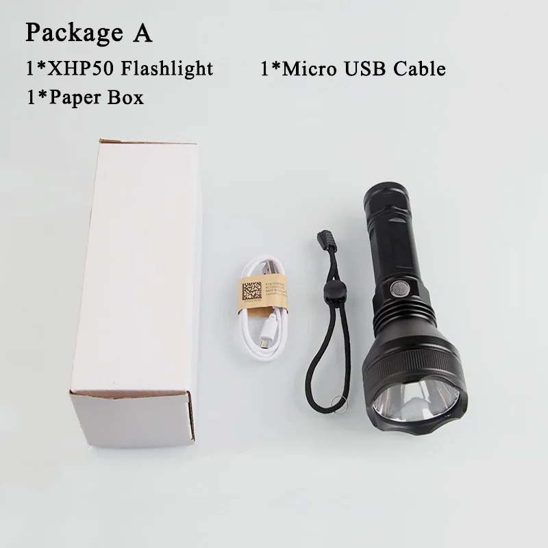 D50 AliBrit мощный XHP50 светодиодный фонарик большой свет чашка лампа водонепроницаемый для наружного горячего кемпинга оборудование факела фонарь - Испускаемый цвет: Package A