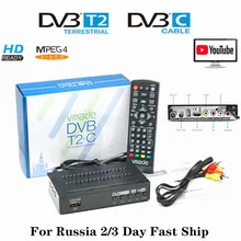 Vmade hd digital tv decodificador DVB-T2 DVB-C dvb-t tuner combinação caixa de tv h.264 receptor terrestre usb m3u youtube navio rápido rússia