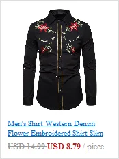 Мужская рубашка Camisa Masculina, модная, стильная, с вышивкой, рубашка с длинными рукавами с вышитыми розами в американском западном стиле