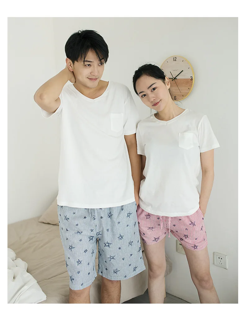 Psychological 26-Spring Summer Pure Cotton Couples Gauze Pajama Pants Cotton Shorts Women's Home Pants Loose And Plus-sized