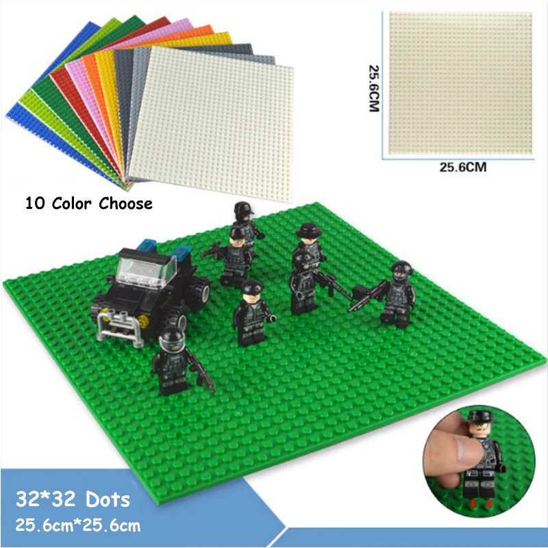 

10 Color Classic Base Plates Plastic Bricks Baseplates Suitable LegoING dimensions Building Blocks Construction Toys 32*32 Dots