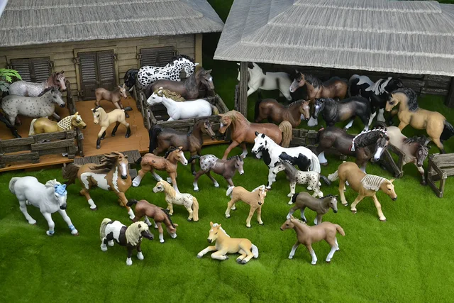44 types farm Animals Appaloosa Harvard Hannover Clydesdale Quarter arabian Horse collection farm stable figure Model kids toy 2