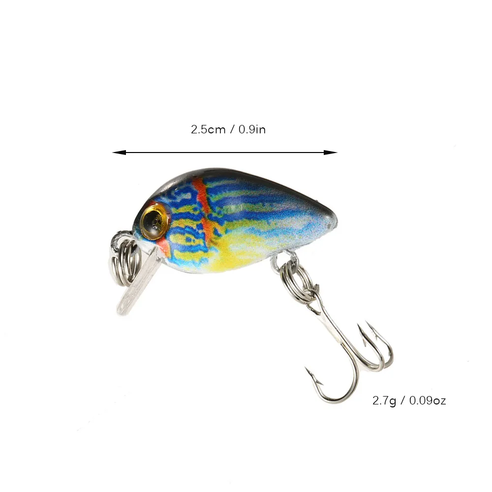 6 PCS Fishing Lure Set 2.5cm / 2.7g Mini Crank Bait Set Plastic Bait Artificial Bait Fishing Tackle Carp Fishing Lures