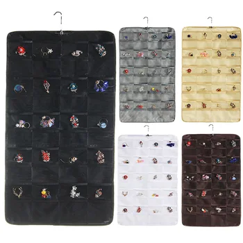 

80 Pockets Necklace Bracelet Earring Jewelry Hanging Accessories Double Sided Display Wardrobe Organizer Storage Transparent Bag