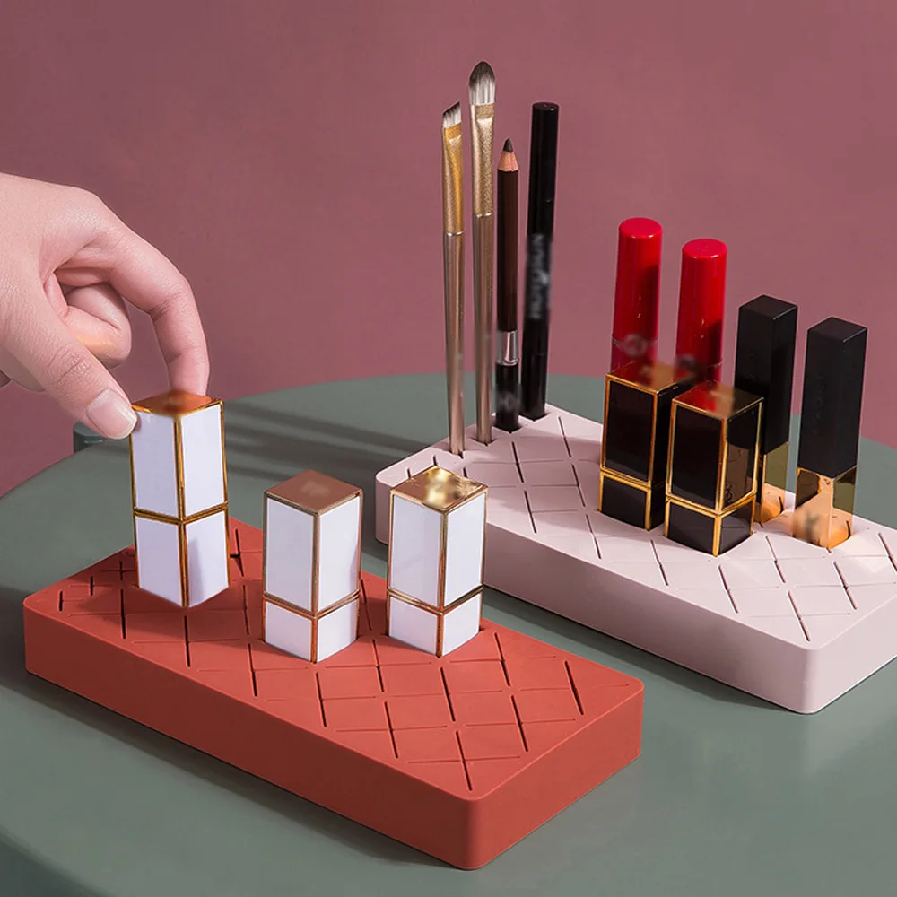 

New 12/24/34 Grids Type Silicone Tidy Decorate Lipstick Organizer Makeup Nail Polish Eyebrow Pencil Cosmetic Storage Box Holder