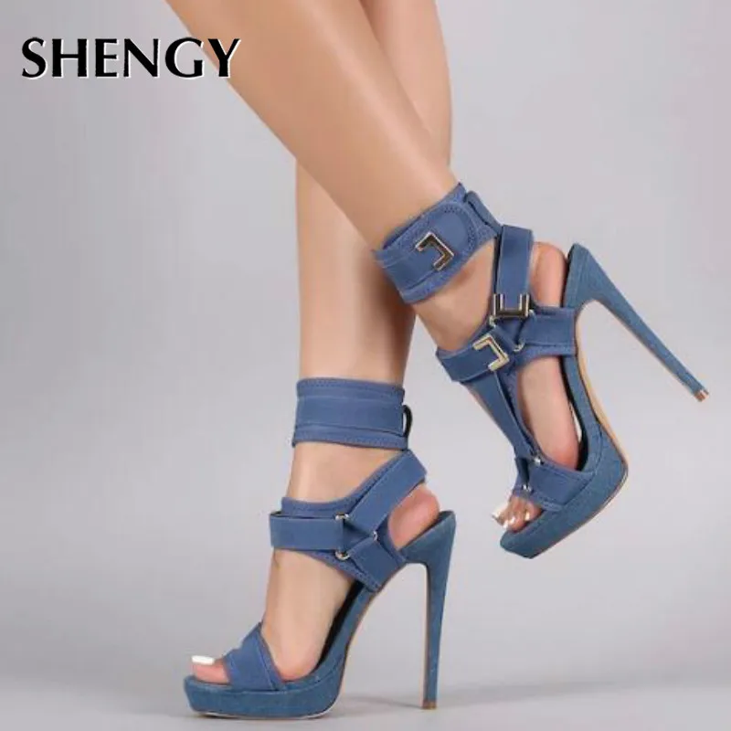 Женские сандалии на платформе с открытым носком туфли высоком каблуке вырезами и