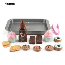 Ensemble de 16 pièces de biscuits miniatures, gâteau au chocolat pour enfants, maison de poupée éducative et créative, à faire soi même