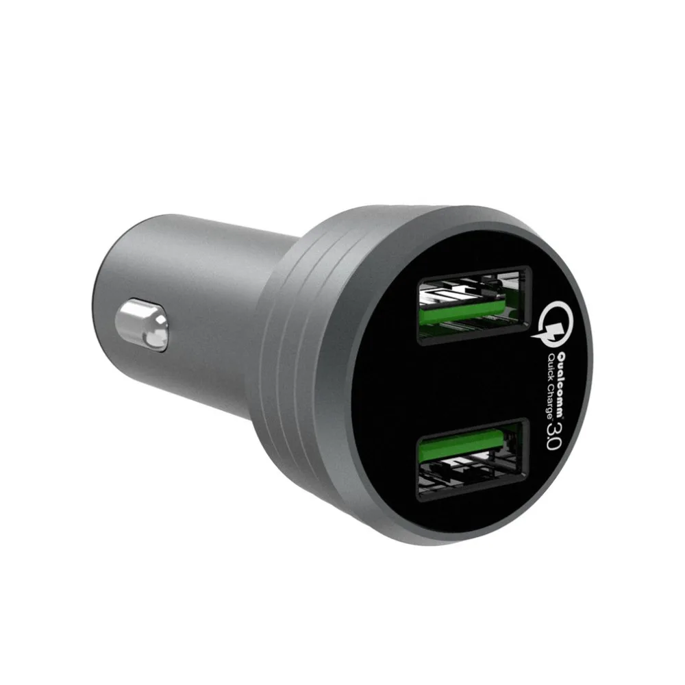 Автомобильное USB зарядное устройство из сплава, прочная быстрая зарядка 3,0, 2 порта, USB быстрое зарядное устройство для телефона, универсальное автомобильное зарядное устройство