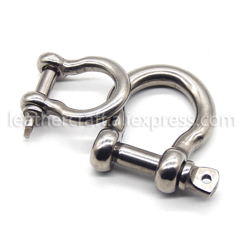 1 Pcs Stainless Steel Staples Carabiner D Bow Shackle Fob Key Ring