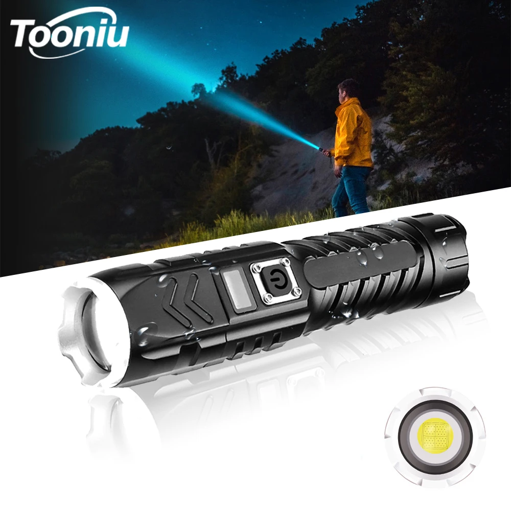 

Waterproof 4-core P90 LED Flashlight Super Bright Tactical Torch with Display Powerful USB Rechargeable Outdoor Zoomable Lantern