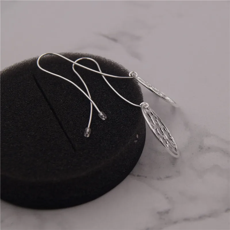 913563520 30mm 925 пробы серебряные серьги-гвоздики для женщин pendientes mujer moda pendientes mujer moda - Окраска металла: 913563520 30mm