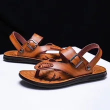 Новинка; мужские сандалии; летние модные пляжные сандалии; сандалии из натуральной кожи; нескользящая Мягкая обувь; Вьетнамки; zapatos para hombre
