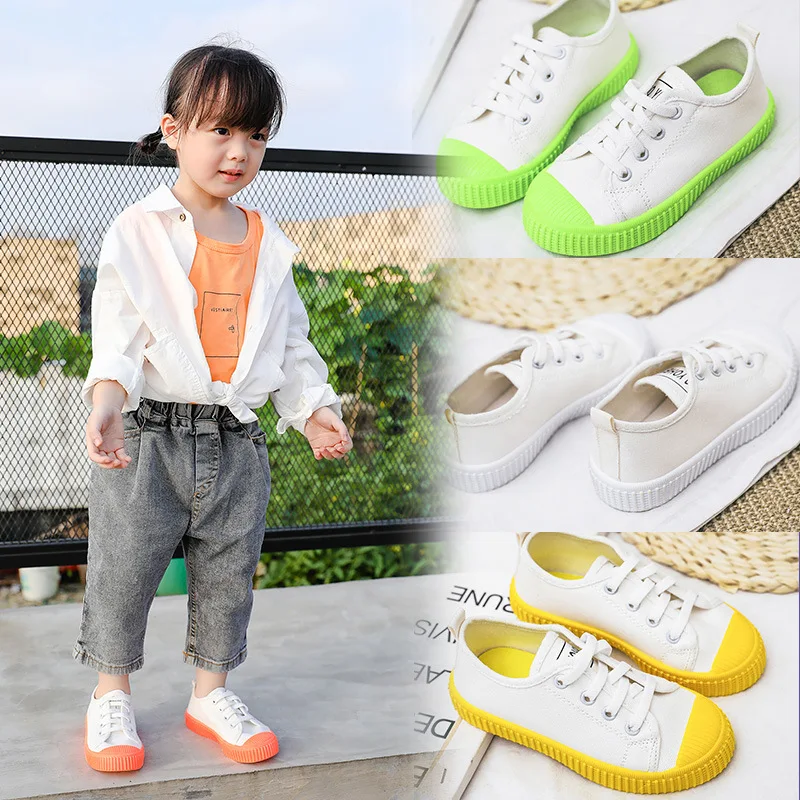 Парусиновые кроссовки для мальчиков и девочек повседневная обувь на плоской