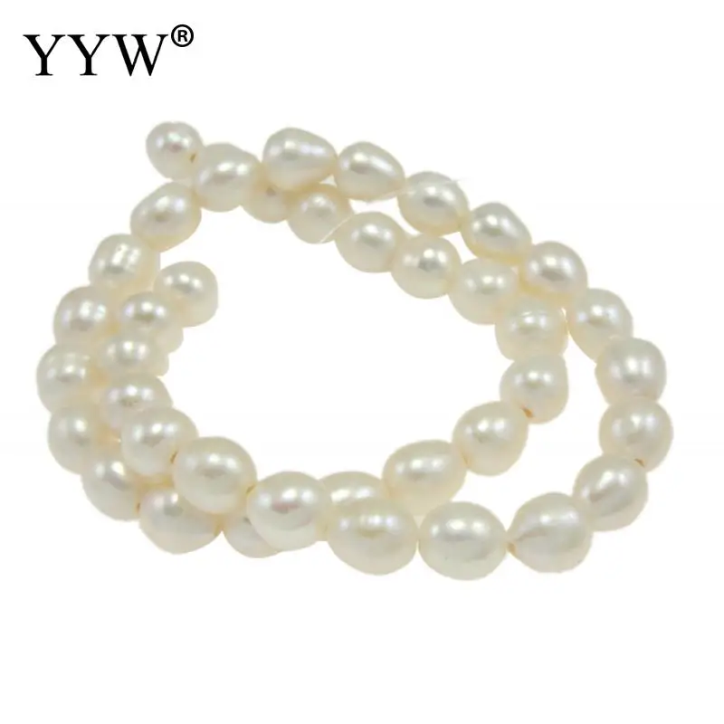 White Grade A 9-10mm Natural Pearl Cultured Rice Freshwater Beads For Diy Women Elegant Necklace Bracelet Jewelry Making | Украшения и