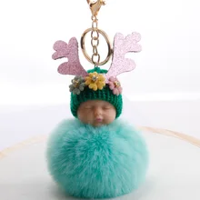 Мягкая игрушка Pom-ключ "Помпон" кольцо блестящий порошок рога цветок модная сумка пакет кулон женский одноклассник подарок на день рождения