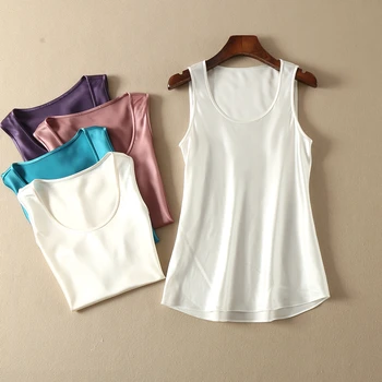 

Women Tops Silk Plain Satin Diagonal Cut Sleeveless Vest 5 Colors