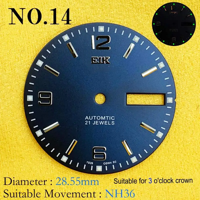 NH36 New Modified Watch Literal C3 Luminous Dial Watch Dial SKX007