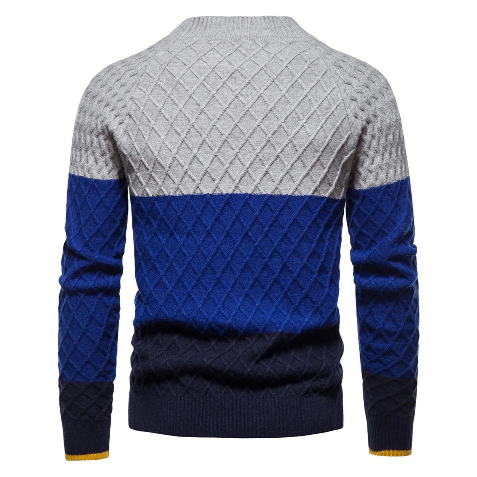 Men's Casual Sweater Autumn Winter Slim-fit Jumper Sweater O-neck Version Plaid Patchwork Knittwear Sweater Top Men's Clothing 2
