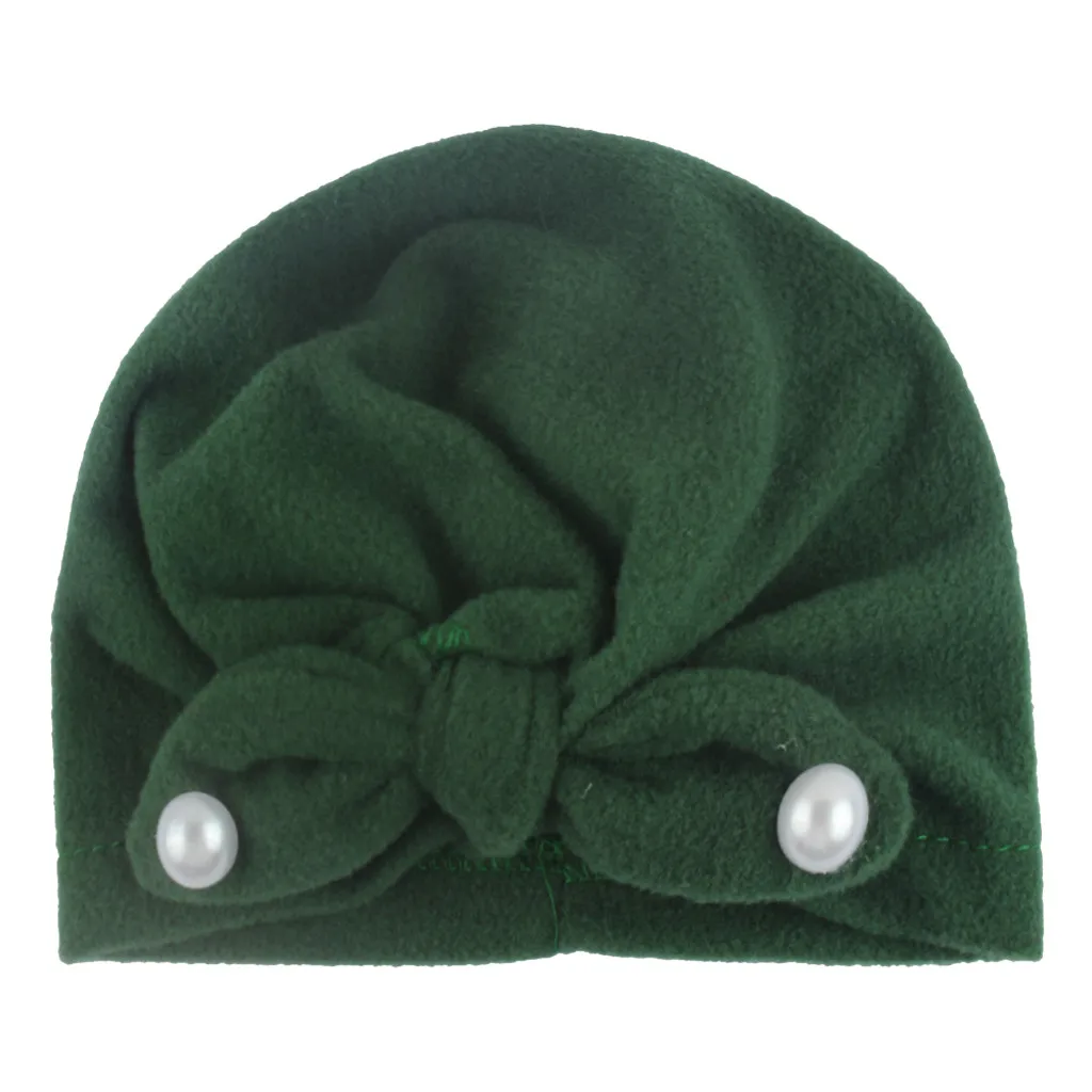Армейский зеленый Cute Newborn Toddler Kids Baby Boy Girl Butterfly Beanie Hat Winter Warm Cap Polyester Baby rabbit ear fight pearl pullover cap - Цвет: Армейский зеленый