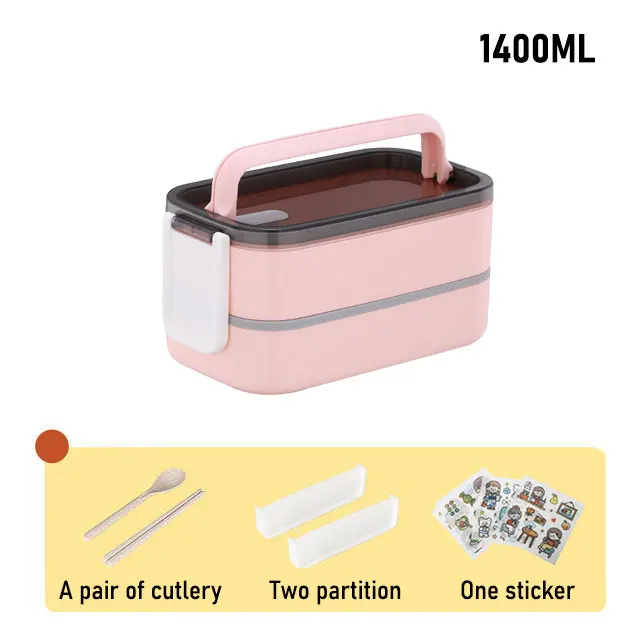 Lunch Box Thermal Food Container Bento Box Microwave Safe Lunchbox School Child Food Storage Kid's Lunch Box With Compartments p 1400ml box