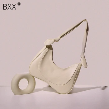 

[BXX] Solid Color PU Leather Shoulder Bags For Women 2020 Autumn Fashion Branded Handbags Female Trend Travel Hand Bag HO110
