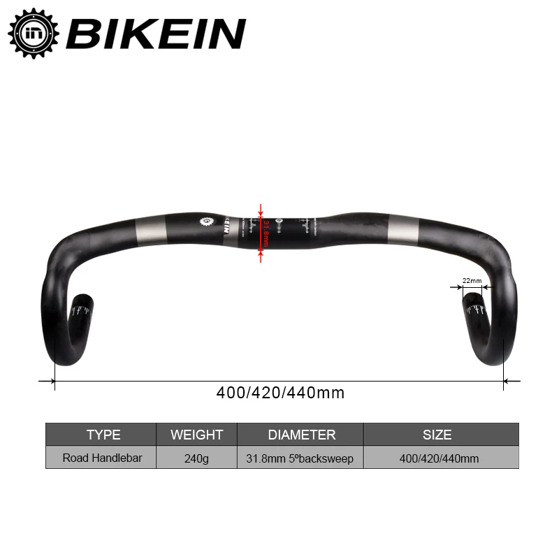 BIKEIN Сверхлегкий Volledige UD карбоновый дорожный Fietsen Stuur 400/420/440 мм прямая штанга Fietsen Fiets Aero Gebogen Bar Fietsonderdelen 2