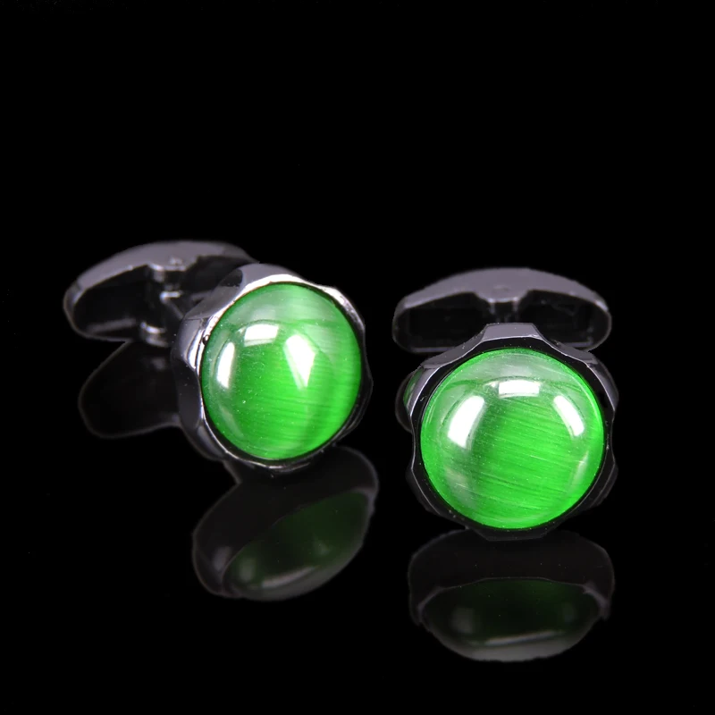 

WN Men's French shirt Cufflinks gun black bottom inlaid with emperor green zircon Cufflinks fashion clothing jewelry accessories