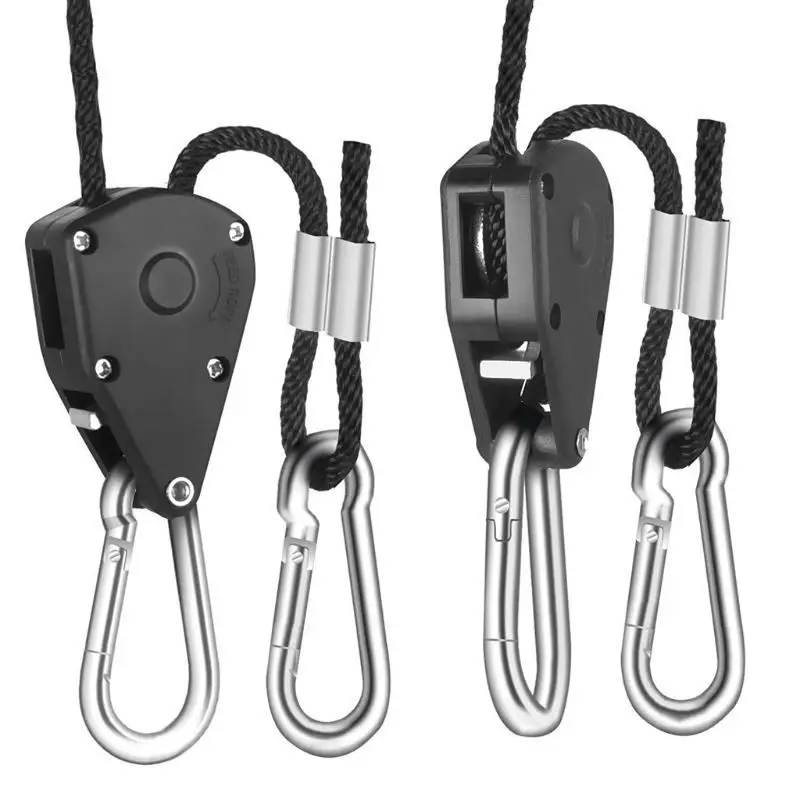 1/8" Pulley Rope Ratchet Locking Hanger Lifting Lanyard Tent Room Fan Grow Plant