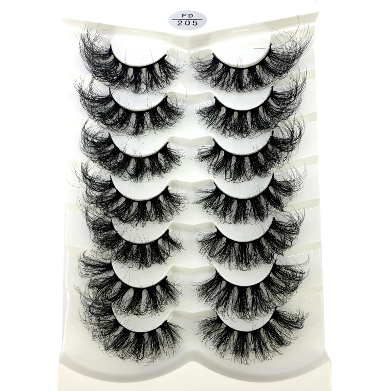 4/7 Pairs 25 Mm 3d Mink Lashes Bulk Faux With Custom Box Wispy Natural