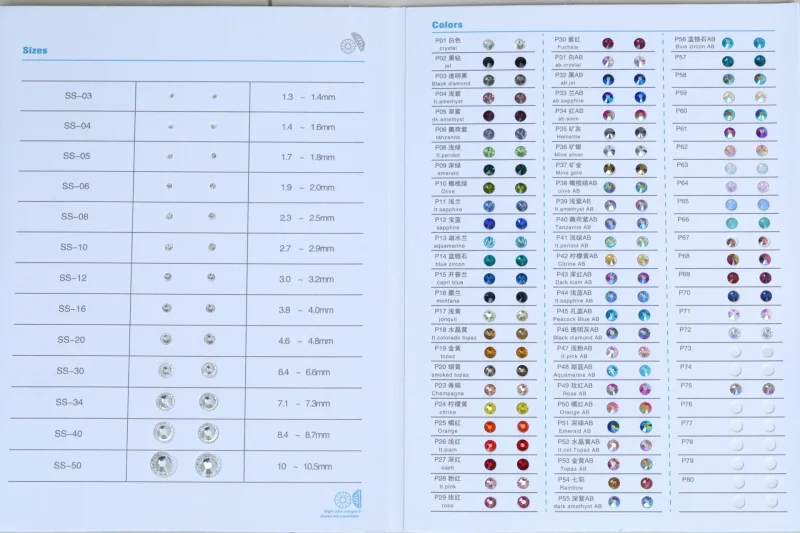 Цвет диаграмма для со стразами более 60 Цвет s Для Стразы HotFix Стразы не для горячей фиксации Y0164