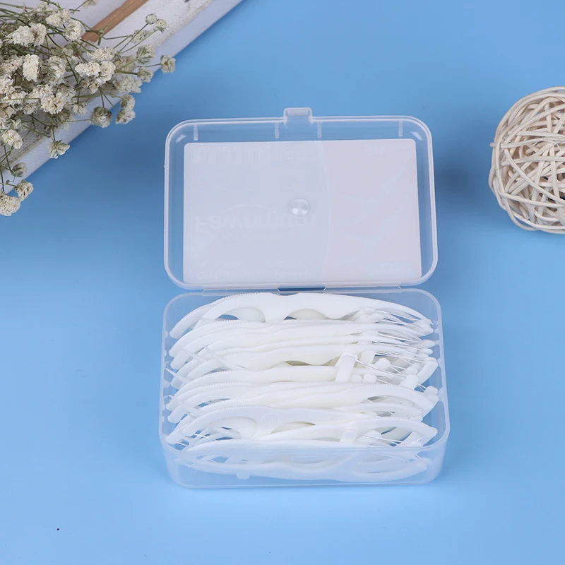 50pcs Portable Dental Floss 8cm Flosser Picks Teeth Toothpicks Stick Tooth Clean Oral Care Tool