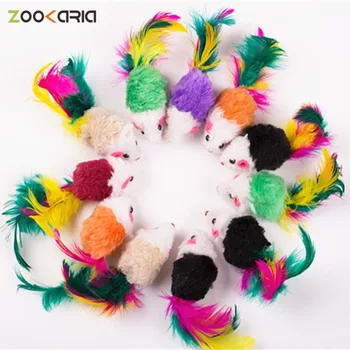 

Cat Toys False Mouse Pet Cat Toys Mini Funny Playing Toys for Cats with Colorful Feather Plush Mini Mouse Toys