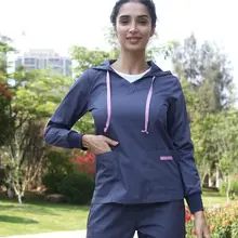 Женская медицинская Униформа доктор весна/лето с длинными рукавами скраб куртка хирургическая медсестры униформа салон красоты Рабочая одежда