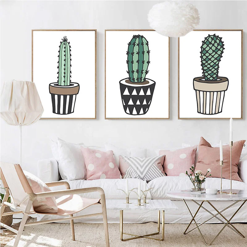 

Nordic Art Plant Cactus Canvas Poster Painting Modern Nursery A4 Wall Picture Children Kids Room Decoration Home Decoration
