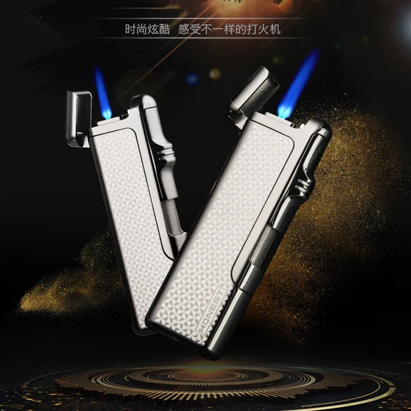 

Ultra Thin Metal Jet Butane Gas Lighter Cigarette Box Torch Turbo Cigar Lighter Windproof Fire Spray Gun Lighter Gadgets For Men
