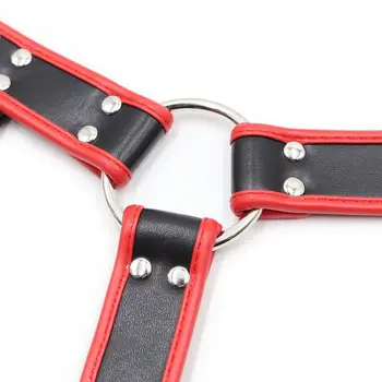 

Men's Leather Body Chest Harness Belt Double Shoulder Strap Adjustable with Ring Q6PB