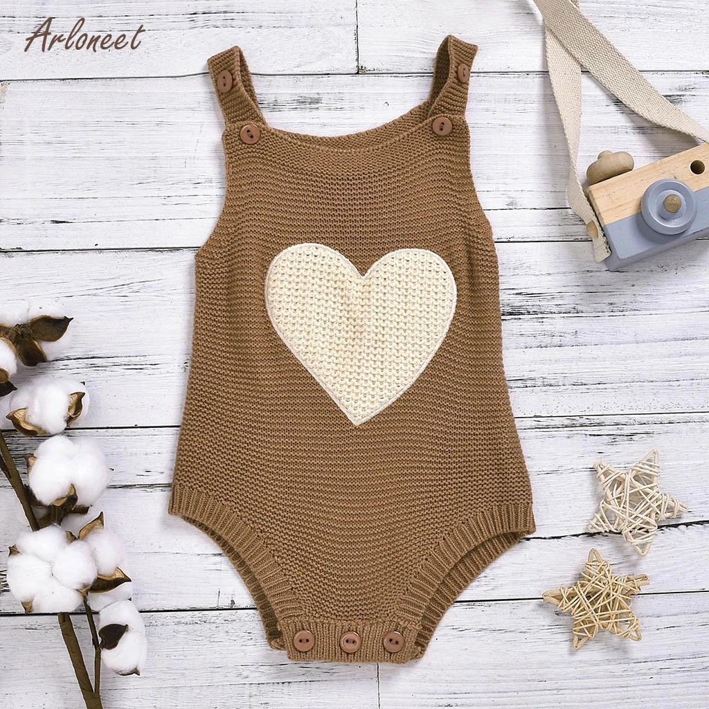ARLONEET зимние комбинезоны для маленьких девочек от 0 до 24 месяцев, модная весенняя вязаная теплая одежда для новорожденных со звездами и сердечками, pagliaccetto inverno neonato