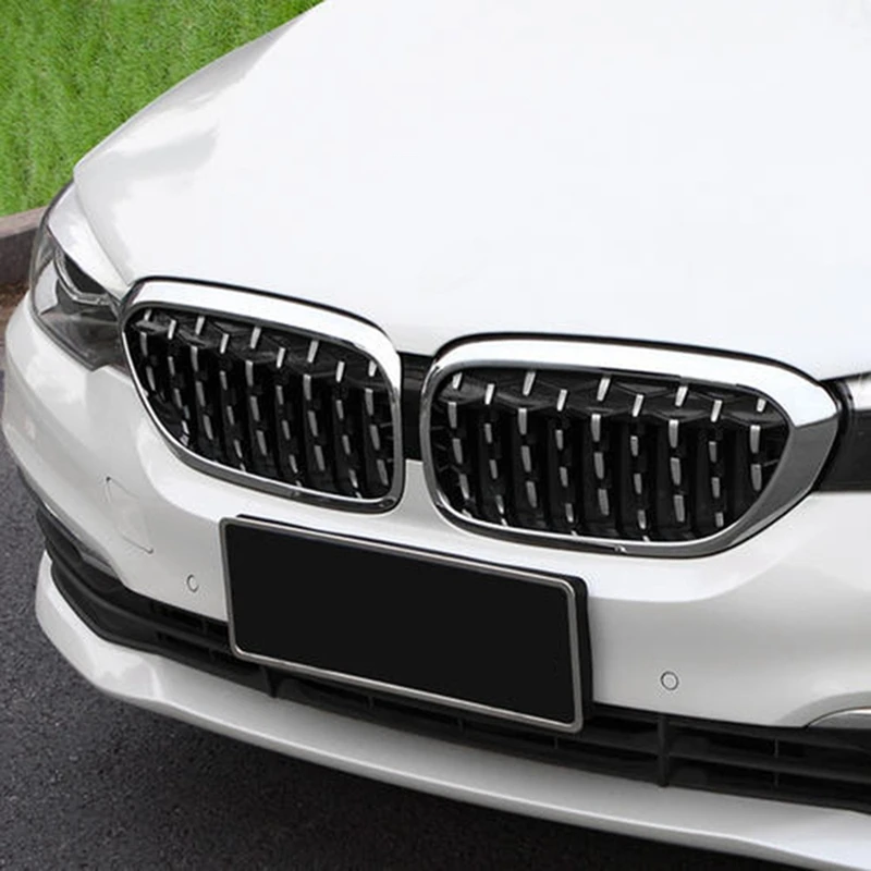 1 пара Abs передняя решетка для почек для B mw 3 серии E46 4 двери 02-05 318I 320I 325I 330I Алмазная решетка Метеор Стиль переднего бампера - Цвет: Silver