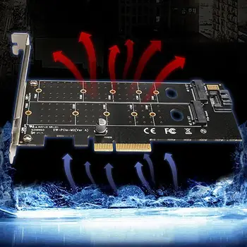 

PCIE to M2 M.2 Dual NVME Solid State Drive NGFF SSD M Adapter Adapter Key Expansion SATA Key Card Card B Q9A9
