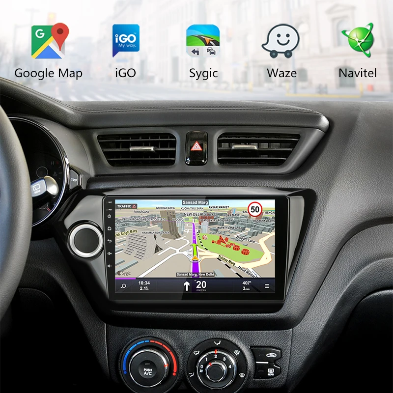 Clearance Jansite 9" Car Radio Multimedia Player for KIA RIO3 2011-2016 IPS Touch Screen 4G Android Rear View Camera WIFI Navigation 4