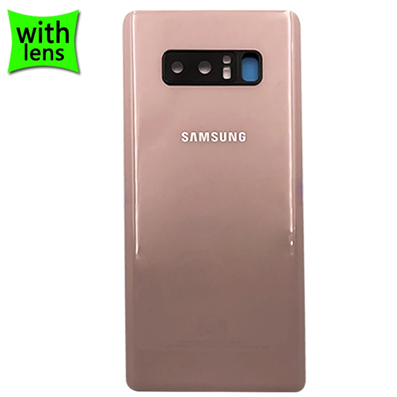 Для samsung Galaxy Note 8 G950 Корпус задняя крышка батареи с оправа объектива камеры стеклянная панель чехол для note8 задняя крышка корпуса - Цвет: Pink with Lens