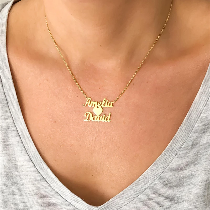 Custom Couple Name Necklace For Lovers 