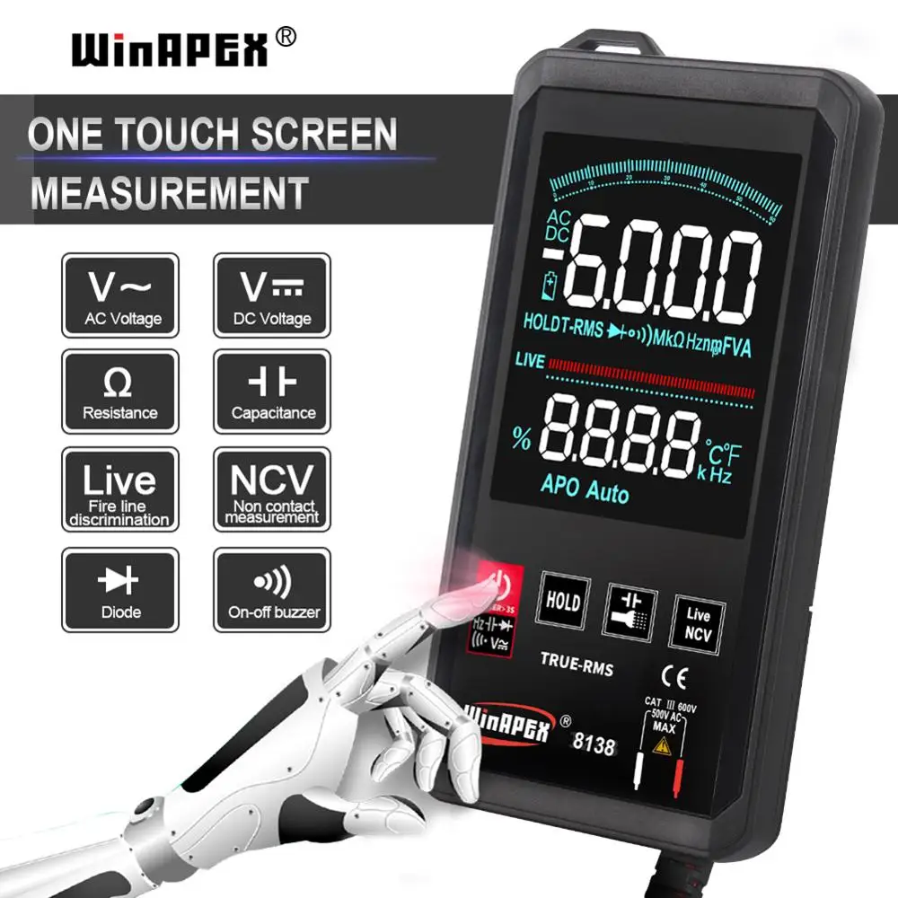 Мультиметр WinAPEX ET8138/8136 с сенсорным экраном цифровой автоматический тестер