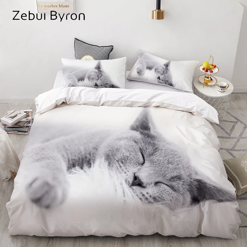 

3D luxury Bedding Set Custom/King/Europe/USA,Duvet Cover Set,Quilt/Blanket Cover Set,Bed set Animal pet Lazy cat,drop ship