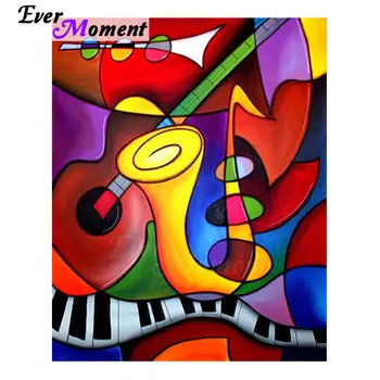 

Ever Moment Diamond Painting Abstract Style Colorful Music Instruments Full Square Resin Diamonds DIY Gift Home Decor 5L091