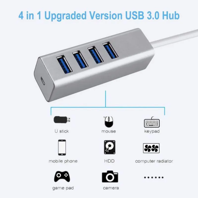 Высокая Совместимость USB 3,0 концентратор 4-Порты и разъёмы, алюминиевый высокий-Скорость usb-разветвитель Портативный расширение центр данных Plug and Play