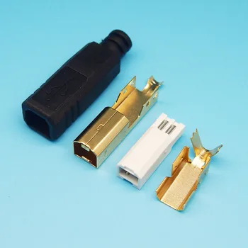

10sets Gold Plating B Type Mini USB Male Plug DIY Bonding Wire USB printer plug with housing