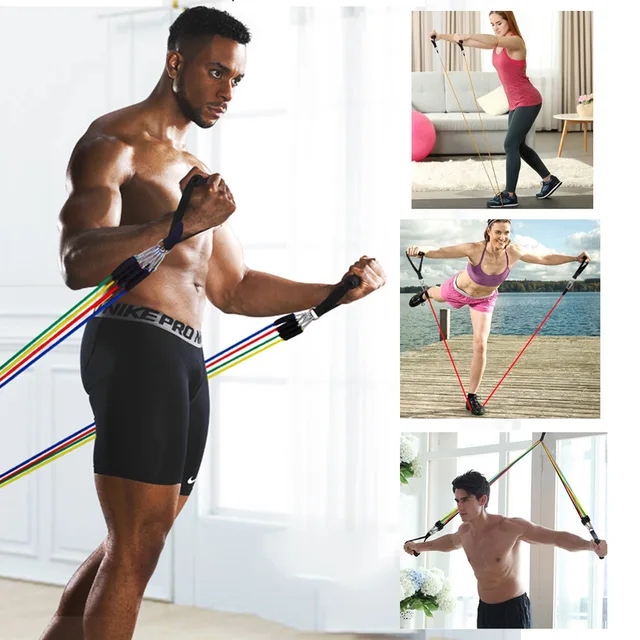 11 Pieces/Set Crossfit Latex Resistance Band Training Exercise Tube Yoga Rope Pull Elastic Rubber Expander Fitnes Equipment Belt 6